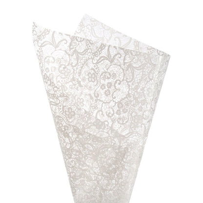 Cello Clear 40mic Lace White 100 Pack (50x70cm)