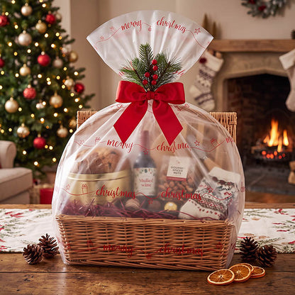 Cello Frosted Merry Christmas 40mic Red Pack 100 (50x70cm)
