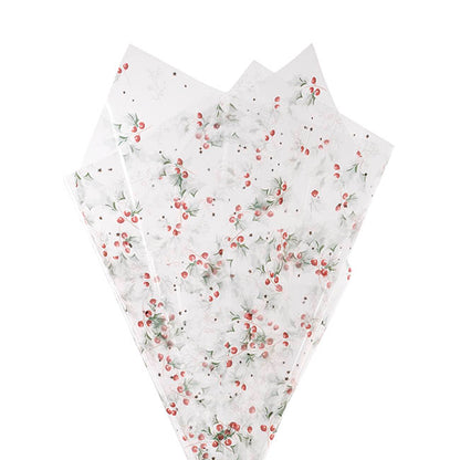 Cello Clear Christmas Holly 40mic Green (50x70cm) Pack 100