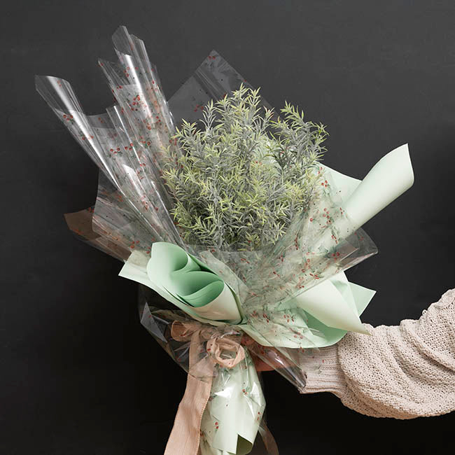 Cello Clear Christmas Holly 40mic Green (50x70cm) Pack 100