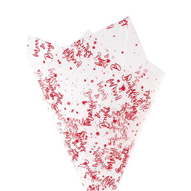 Cello Clear Merry & Bright 40mic Red (50x70cm) Pack 100