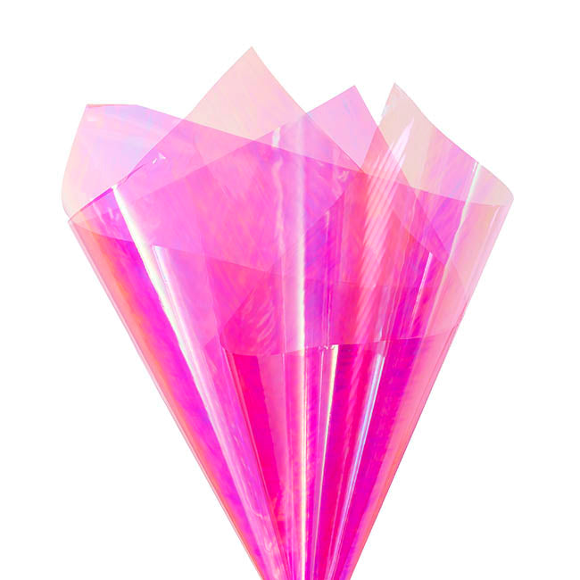 Cello Iridescent 40mic Transparent Pink Pack 100 (50x70cm)