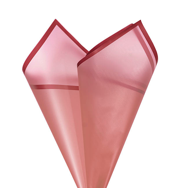 Cello Frosted Hue with Border 50mic Red Pk100 (60x60cm)
