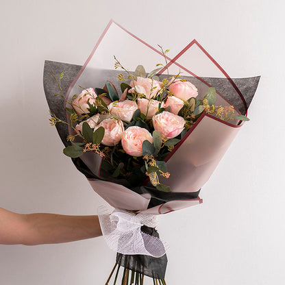 Cello Frosted Hue with Border 50mic Red Pk100 (60x60cm)