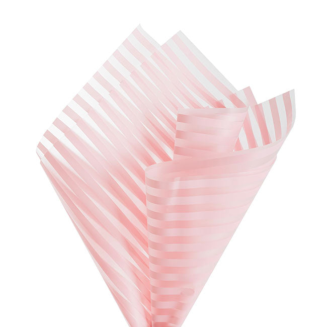 Cello Frosted Vogue Stripes 50mic Baby Pink Pk100 (60x60cm)