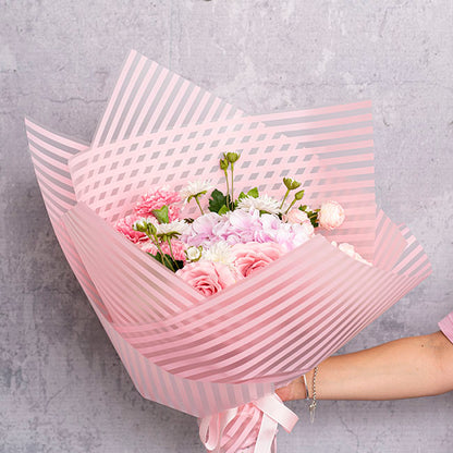 Cello Frosted Vogue Stripes 50mic Baby Pink Pk100 (60x60cm)
