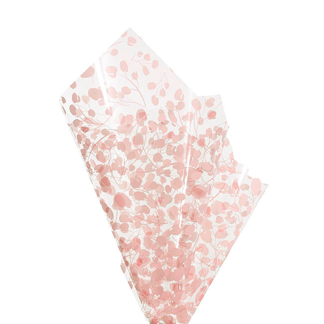 Cello Clear 40mic Eucalyptus Leaves Blush Pk100 (50x70cm)