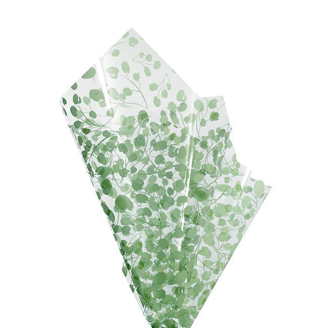 Cello Clear 40mic Eucalyptus Leaves Green Pk100 (50x70cm)