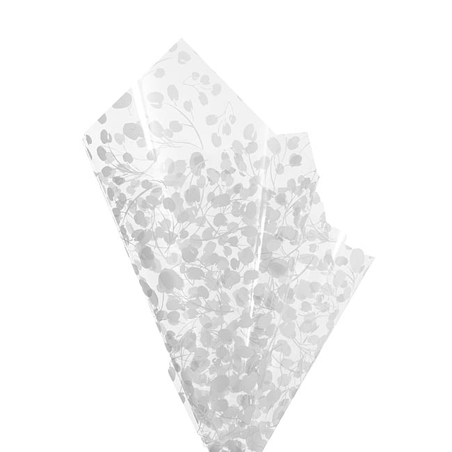 Cello Clear 40mic Eucalyptus Leaves Grey Pk100 (50x70cm)