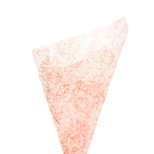 Cello Frosted 40mic Chrysanthemums Peach Pk100 (50x70cm)