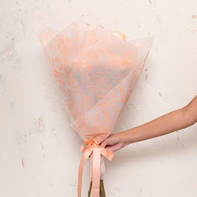 Cello Frosted 40mic Chrysanthemums Peach Pk100 (50x70cm)