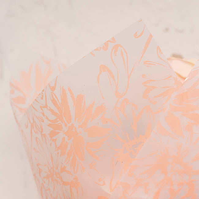 Cello Frosted 40mic Chrysanthemums Peach Pk100 (50x70cm)