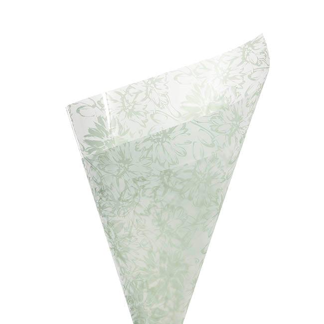 Cello Frosted 40mic Chrysanthemums Sage Pk100 (50x70cm)