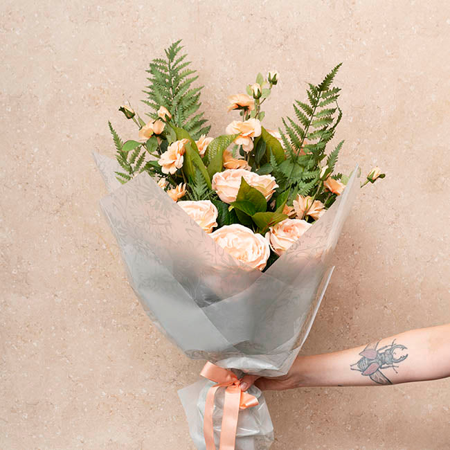 Cello Frosted 40mic Chrysanthemums Sage Pk100 (50x70cm)