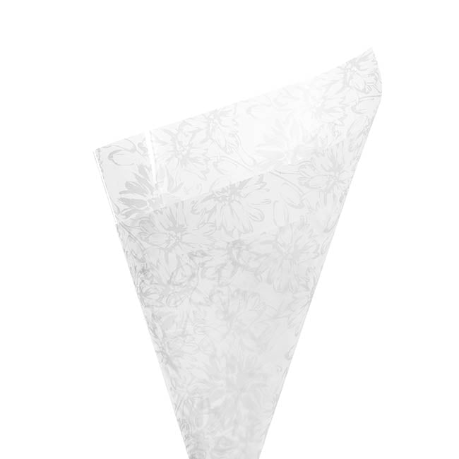 Cello Frosted 40mic Chrysanthemums White Pk100 (50x70cm)