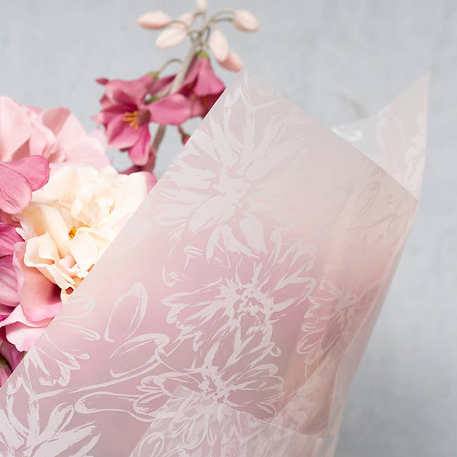 Cello Frosted 40mic Chrysanthemums White Pk100 (50x70cm)