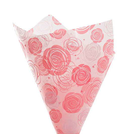 Cello Frosted Roses Galore 40mic Pink Pack 100 (50x70cm)