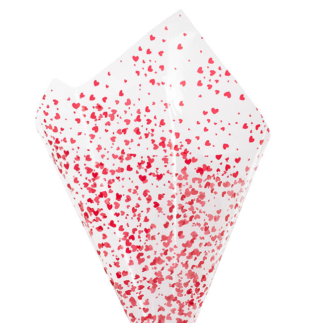 Cello Clear 40mic Romantic Hearts Red Pk100 (50x70cm)
