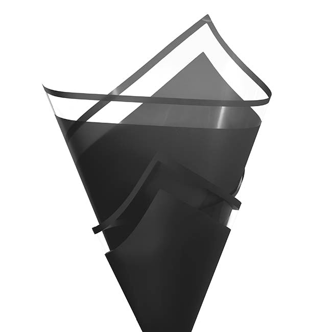 Cello Vivid Edge 50mic Flower Wrap Black Pack 100 (58x58cm)