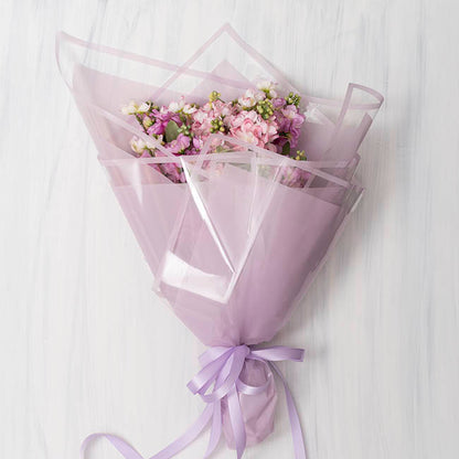 Cello Vivid Edge 50mic Flower Wrap Lilac Pack 100 (58x58cm)