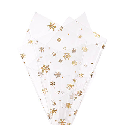 Cello Clear Snowflakes 47mic Wrap Gold Pack 60 (58x58cm)