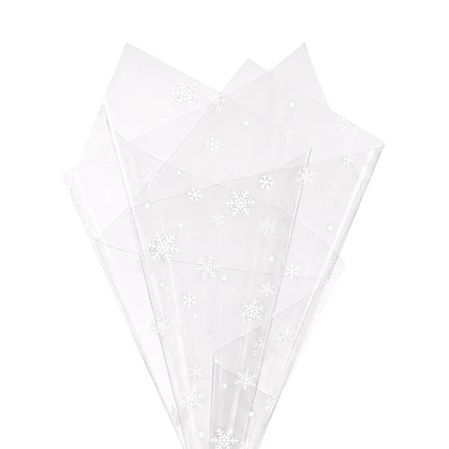 Cello Clear Snowflakes 47mic Wrap White Pack 60 (58x58cm)