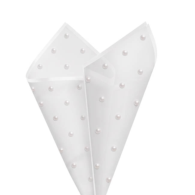Cello Frosted Spotted Wrap 50mic White Pack 100 (57x57cm)