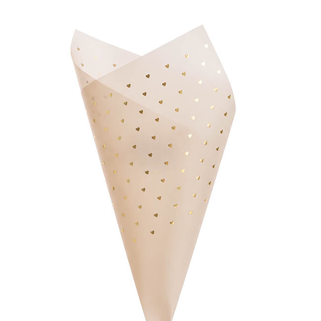 Cello Frosted Foil Hearts Wrap 50mic Tawny Pack 60 (58x58cm)