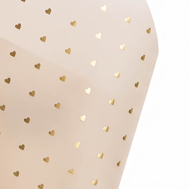 Cello Frosted Foil Hearts Wrap 50mic Tawny Pack 60 (58x58cm)
