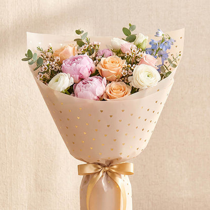 Cello Frosted Foil Hearts Wrap 50mic Tawny Pack 60 (58x58cm)