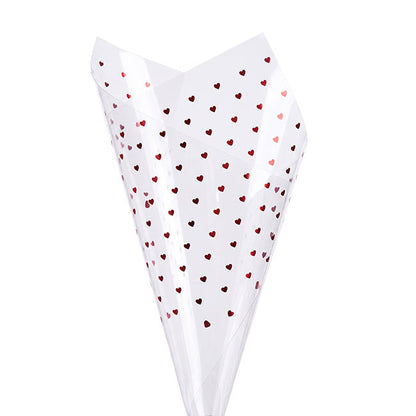 Cello Frosted Foil Hearts Wrap 50mic Red Pack 60 (58x58cm)