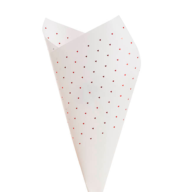 Cello Clear Foil Hearts Wrap 50mic White Red Pk60(58x58cm)