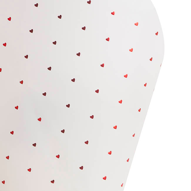 Cello Clear Foil Hearts Wrap 50mic White Red Pk60(58x58cm)