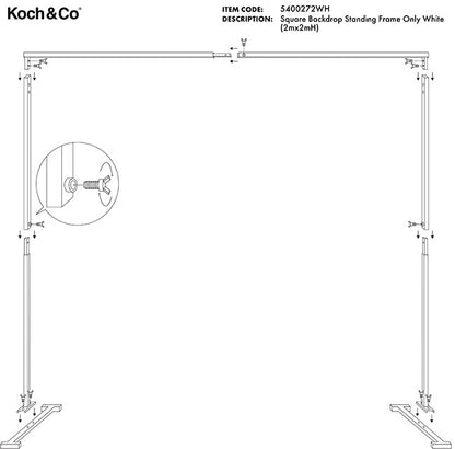 Backdrop Standing Frame Only White (2mx2mH)