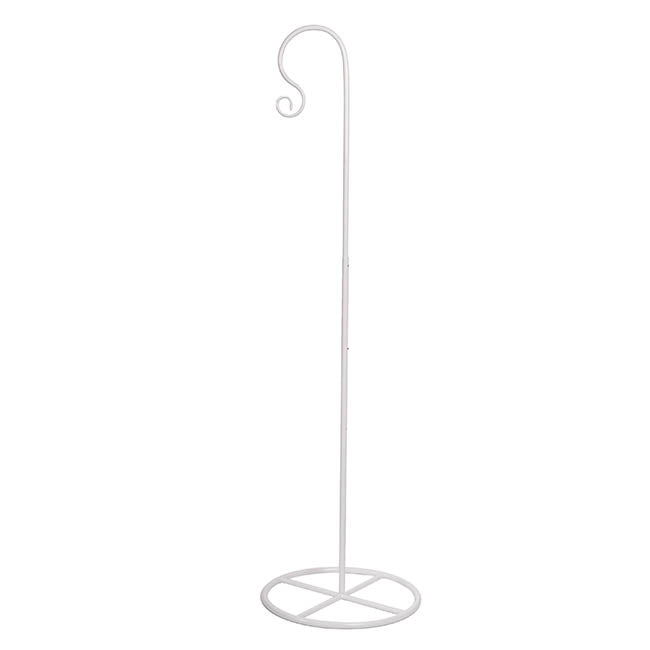 Metal Shepherd's Hook Adjustable w Base White (160cmH)