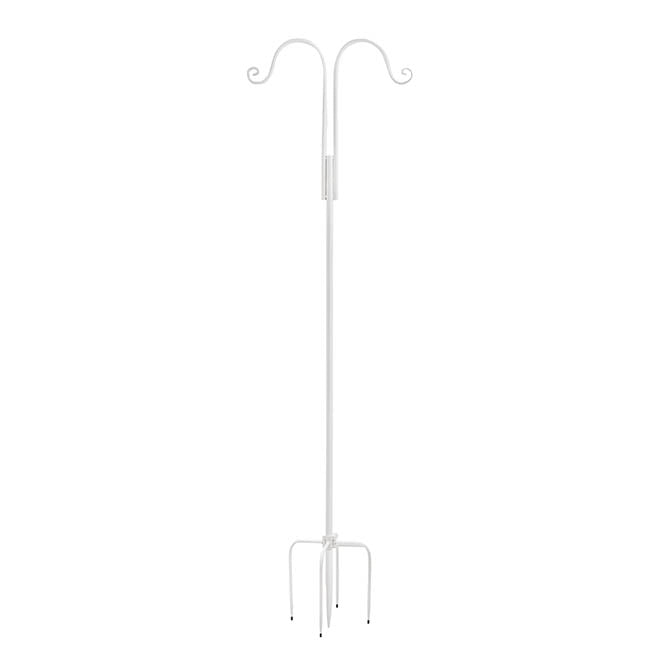 Metal Shepherd's Hook Stand Double White (180cmH)
