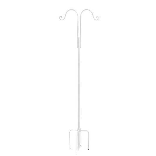 Metal Shepherd's Hook Stand Double White (180cmH)