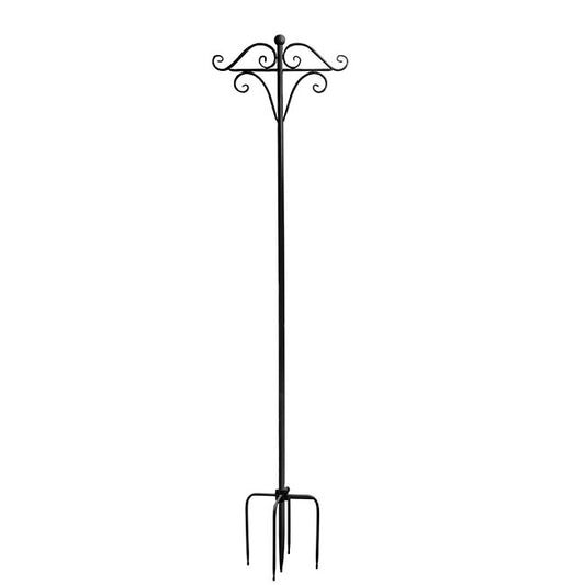 Outdoor Metal Shepherd's Hook Stand Double Black (160cmH)