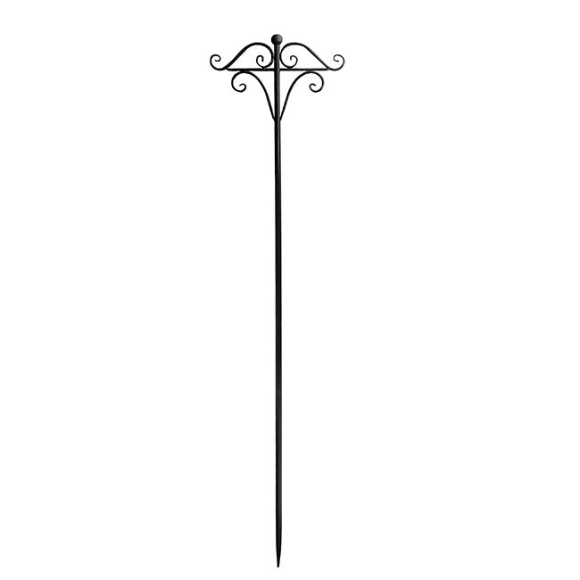 Outdoor Metal Shepherd's Hook Stand Double Black (160cmH)
