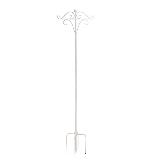 Outdoor Metal Shepherd's Hook Stand Double White (160cmH)