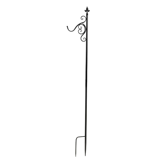 Outdoor Metal Shepherd's Hook Tall Single Stand Black (2mH)