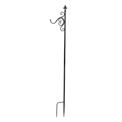 Outdoor Metal Shepherd's Hook Tall Single Stand Black (2mH)