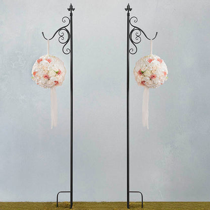 Outdoor Metal Shepherd's Hook Tall Single Stand Black (2mH)