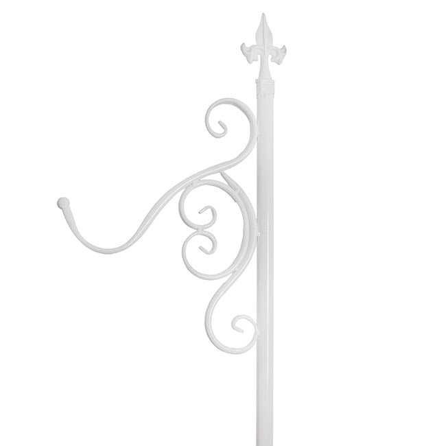 Outdoor Metal Shepherd's Hook Tall Single Stand White (2mH)