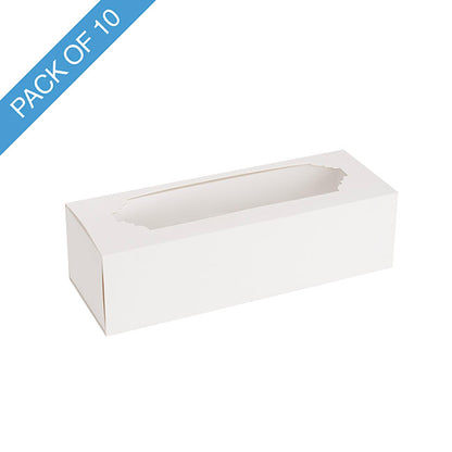 Macaron Sliding Window Box 6 White Pack 10 (185x65x50Hmm)
