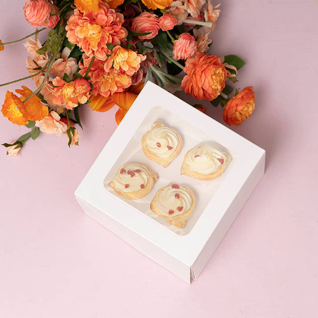 Cake Pastry Window Box 7" Square White Pack 2 (18x18x10cmH)
