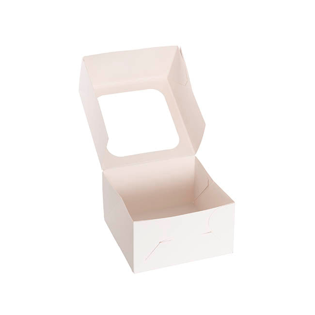 Cake Pastry Window Box 7" Square White Pack 2 (18x18x10cmH)