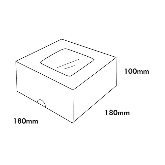 Cake Pastry Window Box 7" Square White Pack 2 (18x18x10cmH)