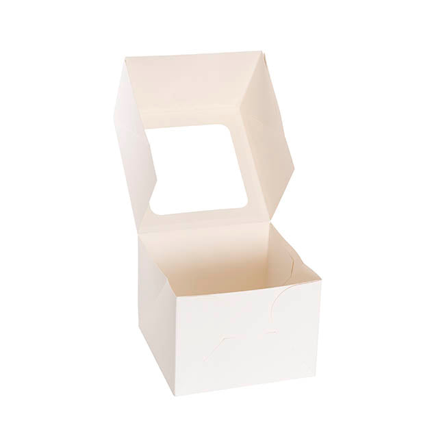 Cake Pastry Window Box 8" Square White Pack 2 (20x20x15cmH)
