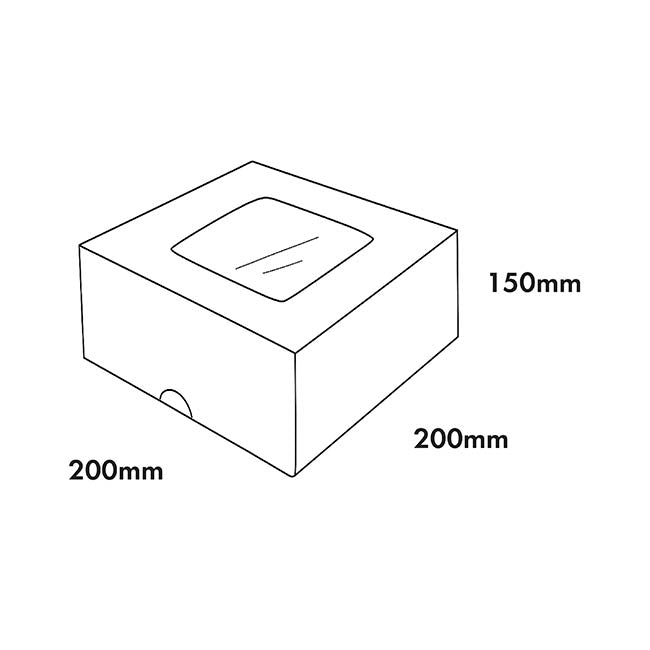 Cake Pastry Window Box 8" Square White Pack 2 (20x20x15cmH)